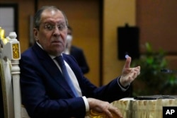 Russian Federation Sergey Lavrov gestures during the ASEAN-Russia Ministerial Meeting for the 55th ASEAN Foreign Ministers' Meeting (55th AMM) in Phnom Penh, Cambodia, Aug. 4, 2022.