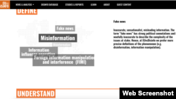 Skrinšot podsajta sajta "Learn" (Učite) Evropske službe za spoljne poslove, koji je predstavljen 24. oktobra 2022, prvog dana Globalne nedelje medijske i informacione pismenosti