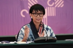 Menlu Retno Marsudi dalam pertemuan virtual, 7 Agustus 2020. (Foto: Courtesy/Kemlu)