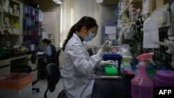 Seorang teknisi melakukan penelitian virus corona di sebuah laboratorium Bio Safety Level (BSL) 3 di Institut Vaksin Internasional di Seoul, Korea Selatan (foto: ilustrasi). 