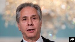 Secretary of State Antony Blinken speak, Oct. 29, 2024 at the State Department in Washington. Blinken is heading to Brussels, Belgium, Nov. 12, 2024, as Washington looks for ways to “surge” military aid to Ukraine in the final days of President Joe Biden’s term.  