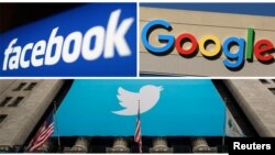 Logo Facebook, Google, dan Twitter. (Foto: Reuters)