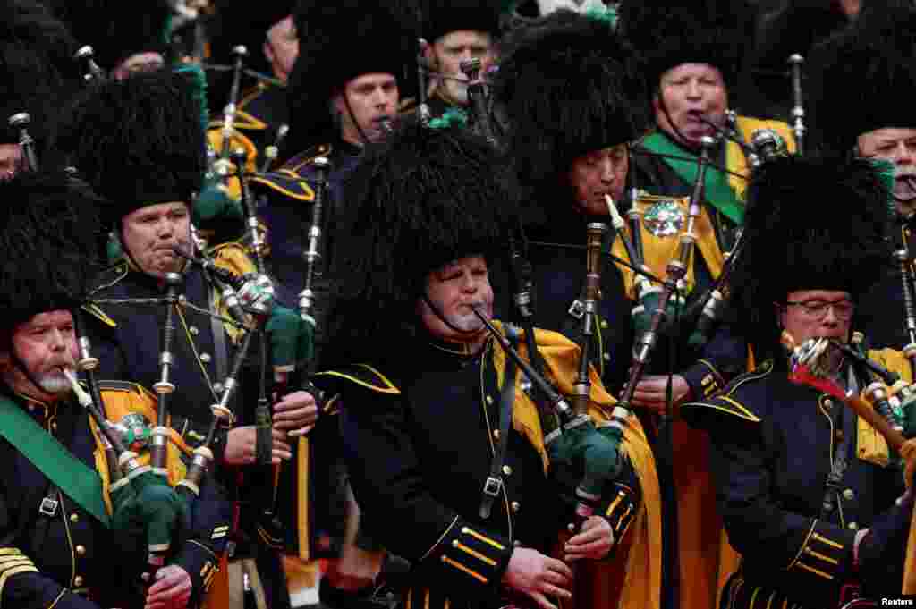 Musicians play during a rally on the inauguration day for U.S. President Donald Trump's second Presidential term, inside Capital One, in Washington, Jan. 20, 2025.