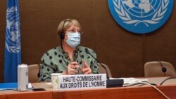 Komisaris Tinggi HAM PBB, Michelle Bachelet berbicara dalam sidang Dewan HAM PBB di Jenewa, Swiss.