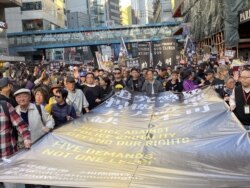 Protes yang terjadi di Hong Kong. (Foto: VOA/Iris Tong)