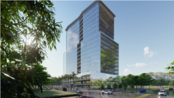 Bangunan komersial rancangan tim Ganeshantuy ITB dilengkapi facade kinetik yang bisa beradaptasi dengan iklim.