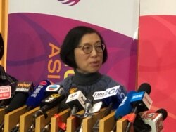 香港食物及卫生局局长陈肇始在记者会上讲话。（2020年1月22日）