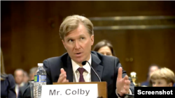 엘브리지 콜비 미 국방부 정책차관 지명자가 2025년 3월 4일 상원 군사위원회 인사청문회에 출석해 발언하고 있다. (사진출처=상원군사위 웹사이트)