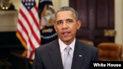 奥巴马总统发表每周例行讲话。（资料照片）