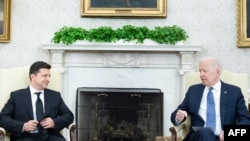 美国总统拜登在白宫会见乌克兰总统泽连斯基。（2021年9月1日）