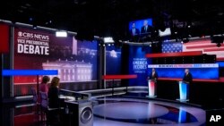 CBS News hosted the vice presidential debate, between Republican Vice Presidential nominee JD Vance and Democratic Vice Presidential nominee Tim Walz, in New York, Oct. 1, 2024.