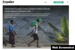 The homepage of Frontier Myanmar's website, Jan. 31, 2025. Ben Dunant, editor-in-chief of the magazine, says, “It is difficult — or even impossible — for many [media outlets] to make commercial revenue” in war-torn Myanmar.