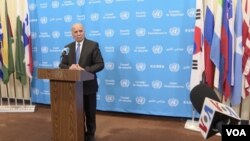 وزیر خارجۀ عراق به سوال خبرنگار صدای امریکا پاسخ می‌گوید. 