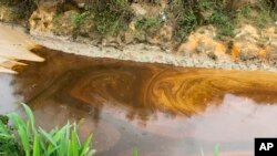 Oil from a spill pollutes the Okuku river in Ogoniland, Nigeria, Sept. 16, 2023.
(AP)