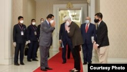 Wendy Sherman, deputy secretary of state met with Prime Minister Hun Sen during a state visit on June 1, 2021, in Phnom Penh, Cambodia. (Courtesy photo of US Embassy Phnom Penh)