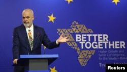 Premijer Albanije Edi Rama na samitu EU - Zapadni Balkan posvećenom Planu rasta (REUTERS/Florion Goga)