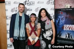 From left to right: Mark Bochsler, Director; Tharoth "Little Frog" SAM, Cast Member; Sandra Leuba; Producer. (Courtesy Photo)