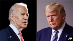 Foto kombinasi mantan wakil presiden Joe Biden (kiri) dan Presiden Donald Trump.