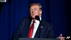 President Donald Trump berpidato pada sebuah acara di Louisville, Ky., 21 Agustus 2019.