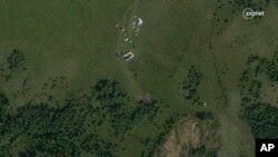 Супутникове фото місця падіння літака, на якому, ймовірно, перебував засновник ПВК "Вагнер" Євген Пригожин, 23 серпня 2023. Planet Labs PBC via AP