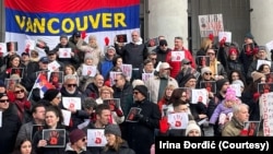 Skup podrške studentima u Srbiji u Vankuveru, 8.februar 2025. (Courtesy/Irina Đorđić)