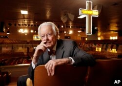 In this March 15, 2018 photo, attorney Mike Cody sits in the Mason Temple of the Church of God in Christ in Memphis, Tenn. The church was the location of Rev. Martin Luther King Jr.'s famous last speech containing the phrase, "I've been to the mountaintop," on April 3, 1968.