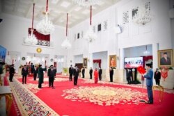 Suasana pelantikan menteri dan wakil menteri baru oleh Presiden Joko Widodo di Istana Negara, Rabu, 23 Desember 2020. (Foto: Biro Pers Sekretariat Presiden)