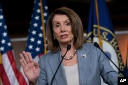 Speaker of the House Nancy Pelosi speaks to reporters at a news conference on Capitol Hill in Washington, May 9, 2019.