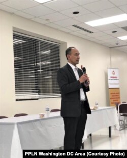 Wakil Duta Besar Indonesia untuk AmerikaSerikat Iwan Freddy Hari Susanto mengingatkan masyarakat Indonesia yang menghadiri sosialisasi Pemilu di Maryland agar menghargai perbedaan pilihan.(Foto: PPLN Washington DC Area)