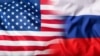 Ilustracija: Kombinacija preklapajućih nacionalnih zastava Sjedinjenih Država i Rusije