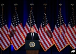 President Donald Trump lays out a national security strategy in Washington, Dec. 18, 2017.
