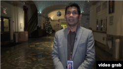 Him Sophy, who composed "Bangsokol: A Requiem for Cambodia," at the Brooklyn Academy of Music. (Ye Yuan/VOA)