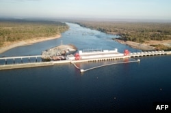 FILE - A general view of the Cambodia's 400 megawatt Lower Sesan 2 hydroelectric dam is seen during the inauguration in Stung Treng province on December 17, 2018.