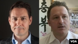 加拿大公民康明凯(Michael Kovrig)（左）和迈克尔·斯帕弗(Michael Spavor)（右）被中国以涉嫌危害中国国家安全的指称分别被捕
