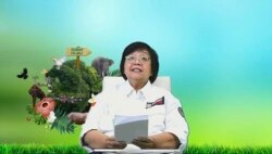 Menteri Lingkungan Hidup dan Kehutanan (LHK), Siti Nurbaya saat memberikan keterangan pada Hari Lingkungan Hidup Sedunia 2021, Sabtu 5 Juni 2021. (Foto: VOA/Anugrah Andriansyah)