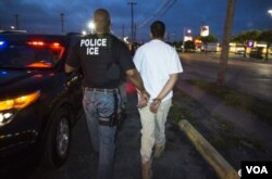 美国联邦探员逮捕非法移民 (美国移民与海关执法局提供)