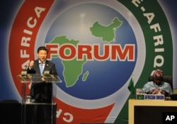 在南非的约翰内斯堡，中国国家主席习近平在2015年的中非合作论上讲话