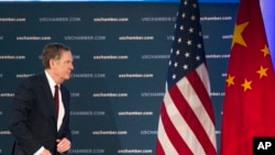 美国贸易代表莱特希泽2018年5月1日就美中经贸谈判发表谈话（美联社）