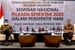 Seminar Pilkada Serentak 2020 dalam Perspektif HAM, oleh Komnas HAM, Selasa, 20 Oktober. (Foto: VOA/Nurhadi Sucahyo)