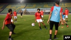 L'Égyptien Mohamed Salah à une séance d'entraînement avant le match d'ouverture de la CAN 2019.