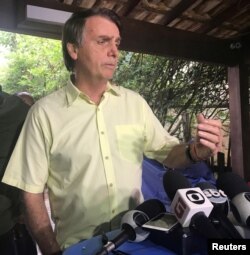 Brazilian President-elect Jair Bolsonaro talks during a news conference in Rio de Janeiro, Nov. 1, 2018.