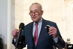 FILE - Senate Majority Leader Chuck Schumer, D-NY, on Capitol Hill in Washington, Jan. 13, 2022.