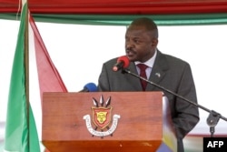 Burundi’s president, Pierre Nkurunziza, speaks after signing a new constitution following a referendum in Bugendana, Burundi, on June 7, 2018. The change will allow Nkurunziza to hold office for more two more seven-year terms from 2020 onward.