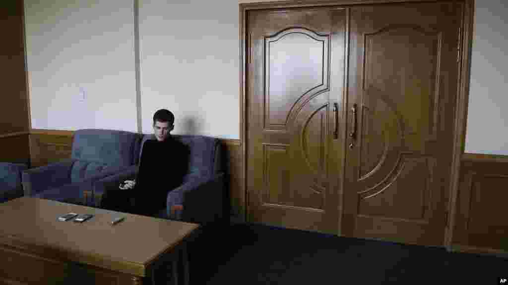 Mathew Miller, 24, an American detained in North Korea, speaks to the Associated Press in Pyongyang, Sept. 1, 2014.