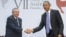 FILE - President Barack Obama and Cuban President Raul Castro meet for an informal talk on the sidelines of the Summit of the Americas in Panama City, April 11, 2015. 