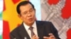 In this file photo taken on Oct. 4, 2019, Cambodia's Prime Minister Hun Sen speaks with media during a news conference at the Government Office in Hanoi, Vietnam. 