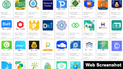 Logo sejumlah aplikasi pinjaman online tampak di layar komputer. (Foto: tangkapan layar/Fitri.W/VOA)