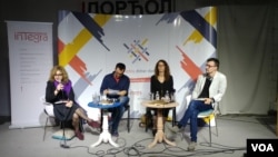 Promocija knjige "Istorija Kosova u školskim udžbenicima Kosova, Albanije, Srbije, Crne Gore i Makedonije" kosovskog autora Škeljzena Gašija, u sklopu poslednjeg dana festivala kosovske kulture u Beogradu "Mirdita, dobar dan". u Dorćol placu u Beogradu, 1. juna 2019.