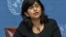 资料照片：联合国人权事物高级专员办公室发言人沙姆达萨尼在记者会上。