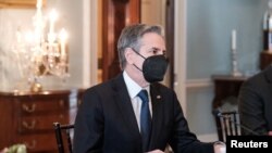 2022年2月15日，美国国务卿布林肯)在国务院会见阿尔巴尼亚总理埃迪·拉马(Edi Rama)（路透社）。